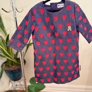 Moschino Navy Dress with Red Hearts